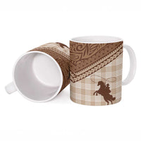 Aloha Hawaii Cowboys Paniolo Ceramic Mug Beige Palaka - Polynesian Pride