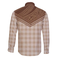 Aloha Hawaii Cowboys Paniolo Family Matching Off The Shoulder Long Sleeve Dress and Hawaiian Shirt Beige Palaka LT7 - Polynesian Pride