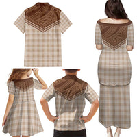 Aloha Hawaii Cowboys Paniolo Family Matching Puletasi and Hawaiian Shirt Beige Palaka LT7 - Polynesian Pride