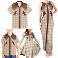 Aloha Hawaii Cowboys Paniolo Family Matching Tank Maxi Dress and Hawaiian Shirt Beige Palaka LT7 - Polynesian Pride