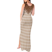 Aloha Hawaii Cowboys Paniolo Tank Maxi Dress Beige Palaka LT7 - Polynesian Pride