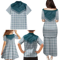 Aloha Hawaii Cowboys Paniolo Family Matching Puletasi and Hawaiian Shirt Teal Palaka LT7 - Polynesian Pride
