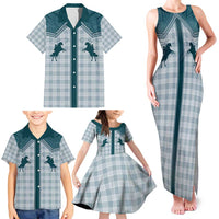 Aloha Hawaii Cowboys Paniolo Family Matching Tank Maxi Dress and Hawaiian Shirt Teal Palaka LT7 - Polynesian Pride