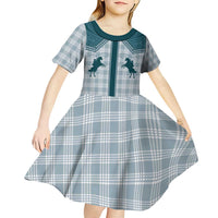 Aloha Hawaii Cowboys Paniolo Kid Short Sleeve Dress Teal Palaka - Polynesian Pride