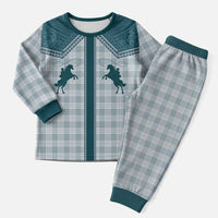 Aloha Hawaii Cowboys Paniolo Christmas Pajama Set Teal Palaka LT7 Men Teal - Polynesian Pride