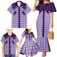 Aloha Hawaii Cowboys Paniolo Family Matching Mermaid Dress and Hawaiian Shirt Violet Palaka LT7 - Polynesian Pride