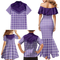 Aloha Hawaii Cowboys Paniolo Family Matching Mermaid Dress and Hawaiian Shirt Violet Palaka LT7 - Polynesian Pride