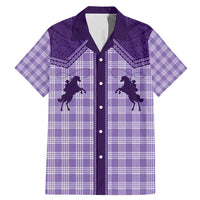 Aloha Hawaii Cowboys Paniolo Family Matching Mermaid Dress and Hawaiian Shirt Violet Palaka LT7 Dad's Shirt - Short Sleeve Purple - Polynesian Pride