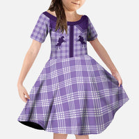 Aloha Hawaii Cowboys Paniolo Family Matching Off The Shoulder Long Sleeve Dress and Hawaiian Shirt Violet Palaka LT7 Daughter's Dress Purple - Polynesian Pride