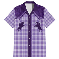 Aloha Hawaii Cowboys Paniolo Family Matching Off The Shoulder Long Sleeve Dress and Hawaiian Shirt Violet Palaka LT7 Dad's Shirt - Short Sleeve Purple - Polynesian Pride