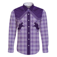 Aloha Hawaii Cowboys Paniolo Family Matching Off The Shoulder Long Sleeve Dress and Hawaiian Shirt Violet Palaka LT7 Dad's Shirt - Long Sleeve Purple - Polynesian Pride