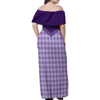 Aloha Hawaii Cowboys Paniolo Family Matching Off Shoulder Maxi Dress and Hawaiian Shirt Violet Palaka LT7 - Polynesian Pride