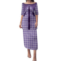 Aloha Hawaii Cowboys Paniolo Family Matching Puletasi and Hawaiian Shirt Violet Palaka LT7 Mom's Dress Purple - Polynesian Pride