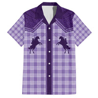 Aloha Hawaii Cowboys Paniolo Family Matching Short Sleeve Bodycon Dress and Hawaiian Shirt Violet Palaka LT7 Dad's Shirt - Short Sleeve Purple - Polynesian Pride