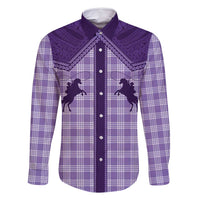 Aloha Hawaii Cowboys Paniolo Family Matching Summer Maxi Dress and Hawaiian Shirt Violet Palaka LT7 Dad's Shirt - Long Sleeve Purple - Polynesian Pride