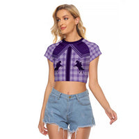 Aloha Hawaii Cowboys Paniolo Raglan Cropped T Shirt Violet Palaka - Polynesian Pride