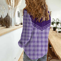 Aloha Hawaii Cowboys Paniolo Women Casual Shirt Violet Palaka - Polynesian Pride
