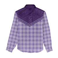 Aloha Hawaii Cowboys Paniolo Women Casual Shirt Violet Palaka - Polynesian Pride