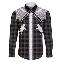 Aloha Hawaii Cowboys Paniolo Family Matching Long Sleeve Bodycon Dress and Hawaiian Shirt Black Palaka LT7 Dad's Shirt - Long Sleeve Black - Polynesian Pride