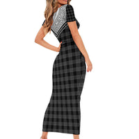 Aloha Hawaii Cowboys Paniolo Family Matching Short Sleeve Bodycon Dress and Hawaiian Shirt Black Palaka LT7 - Polynesian Pride