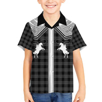 Aloha Hawaii Cowboys Paniolo Family Matching Short Sleeve Bodycon Dress and Hawaiian Shirt Black Palaka LT7 Son's Shirt Black - Polynesian Pride