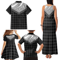 Aloha Hawaii Cowboys Paniolo Family Matching Tank Maxi Dress and Hawaiian Shirt Black Palaka LT7 - Polynesian Pride