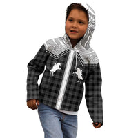 Aloha Hawaii Cowboys Paniolo Kid Hoodie Black Palaka - Polynesian Pride