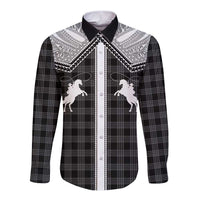 Aloha Hawaii Cowboys Paniolo Long Sleeve Button Shirt Black Palaka - Polynesian Pride