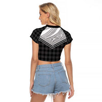 Aloha Hawaii Cowboys Paniolo Raglan Cropped T Shirt Black Palaka - Polynesian Pride