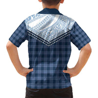 Aloha Hawaii Cowboys Paniolo Family Matching Short Sleeve Bodycon Dress and Hawaiian Shirt Navy Blue Palaka LT7 - Polynesian Pride