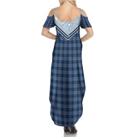 Aloha Hawaii Cowboys Paniolo Summer Maxi Dress Navy Blue Palaka - Polynesian Pride