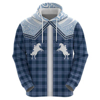 Aloha Hawaii Cowboys Paniolo Zip Hoodie Navy Blue Palaka - Polynesian Pride