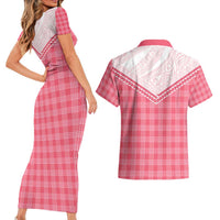 Aloha Hawaii Cowboys Paniolo Couples Matching Short Sleeve Bodycon Dress and Hawaiian Shirt Rose Palaka LT7 - Polynesian Pride