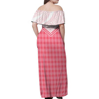 Aloha Hawaii Cowboys Paniolo Family Matching Off Shoulder Maxi Dress and Hawaiian Shirt Rose Palaka LT7 - Polynesian Pride