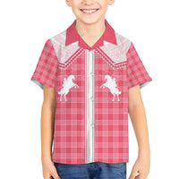 Aloha Hawaii Cowboys Paniolo Family Matching Off Shoulder Short Dress and Hawaiian Shirt Rose Palaka LT7 Son's Shirt Pink - Polynesian Pride