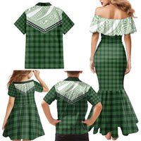 Aloha Hawaii Cowboys Paniolo Family Matching Mermaid Dress and Hawaiian Shirt Forest Green Palaka LT7 - Polynesian Pride