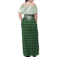 Aloha Hawaii Cowboys Paniolo Family Matching Off Shoulder Maxi Dress and Hawaiian Shirt Forest Green Palaka LT7 - Polynesian Pride