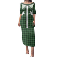 Aloha Hawaii Cowboys Paniolo Family Matching Puletasi and Hawaiian Shirt Forest Green Palaka LT7 Mom's Dress Dark Green - Polynesian Pride