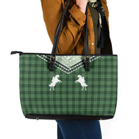 Aloha Hawaii Cowboys Paniolo Leather Tote Bag Forest Green Palaka - Polynesian Pride