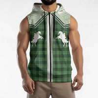 Aloha Hawaii Cowboys Paniolo Sleeveless Zip Hoodie Forest Green Palaka LT7