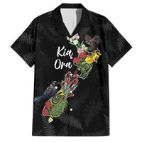 Kia Ora New Zealand Floral Personalized Family Matching Long Sleeve Bodycon Dress and Hawaiian Shirt Black LT7 Dad's Shirt - Short Sleeve Black - Polynesian Pride