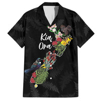 Kia Ora New Zealand Floral Personalized Hawaiian Shirt Black - Polynesian Pride