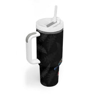 Kia Ora New Zealand Floral Tumbler With Handle Black - Polynesian Pride
