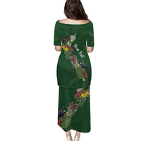 Kia Ora New Zealand Floral Personalized Family Matching Puletasi and Hawaiian Shirt Sage Green LT7 - Polynesian Pride