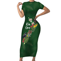 Kia Ora New Zealand Floral Personalized Family Matching Short Sleeve Bodycon Dress and Hawaiian Shirt Sage Green LT7 Mom's Dress Sage Green - Polynesian Pride