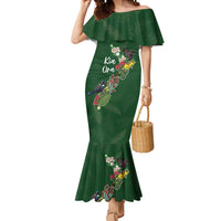 Kia Ora New Zealand Floral Personalized Mermaid Dress Sage Green - Polynesian Pride