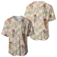 Beige Palaka Hula Girls Seamless Hawaii Aloha Baseball Jersey - Polynesian Pride
