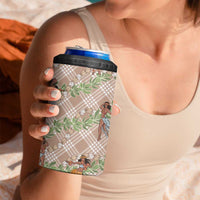 Beige Palaka Hula Girls Seamless Hawaii Aloha 4 in 1 Can Cooler Tumbler - Polynesian Pride