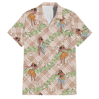 Beige Palaka Hula Girls Seamless Hawaii Aloha Family Matching Long Sleeve Bodycon Dress and Hawaiian Shirt LT7 Dad's Shirt - Short Sleeve Beige - Polynesian Pride