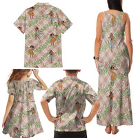 Beige Palaka Hula Girls Seamless Hawaii Aloha Family Matching Tank Maxi Dress and Hawaiian Shirt LT7 - Polynesian Pride